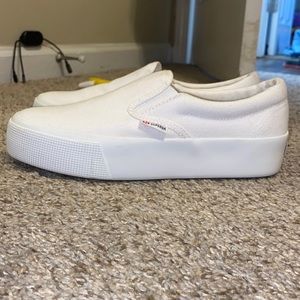 White Superga Slide Platform